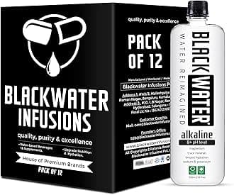 BLACKWATER Alkaline Water 700ml, 8+ pH, Pack of 12 with Minerals & Magnesium