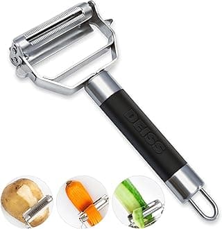 Deiss® PRO Dual Julienne & Vegetable Peeler — Non-slip Comfortable Handle — Amazing Tool for Making Delicious Salads and Veggie Noodles
