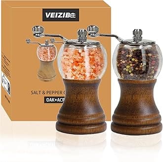 VEIZIBEE Pepper Mills, Classical Roast Black Manual Pepper Grinder Set