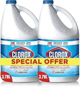 Clorox Liquid Bleach 3.78L Dual Pack, Kills 99.9% of Viruses and Bacteria, Prevents Bacteria Growth For 48H