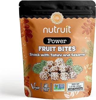 Nutruit Tahini & Sesame Fruit Bites - Healthy Fruit Snacks - No Sugar, Vegan, Gluten Free, Non-GMO, Kosher, High Protein, Plant-Based, High Fiber Dried Fruit Snacks - 1.2oz (20 Packs)