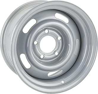 Speedway Motors Steel GM-Style 15” x 8” Silver Rally Truck Wheel, 4.25” Wheel Backspacing, 5 on 5 Direct-Fit Bolt Pattern, Rear-Wheel Drive Vehicle Only