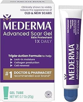 Mederma Advanced Scar Gel Advanced Scar Treatment for Old and New Scars 1 Doctor & Pharmacist Recommended Brand 0.70oz 20g, RED