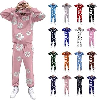 Generisch Tracksuit Men's Jogging Suit Hooded Tops & Trousers Set 2-Piece Tracksuit Sports Suit Streetwear Cotton Loose Leisure Suit Leisure Suit Y2K Hip Hop Pullover Jogging Bottoms Activewear Unisex