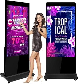 55" Digital Signage Display Kiosk Touchscreen Digital Kiosks Interactive Floor Standing 4K IPS LCD Screen Commercial Totem with Android 11 System Interactive Advertising Media Player