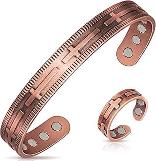 Lymphatic Drainage Ring & Copper Bracelet for Women, Magnetic Copper Bracelet and Magnetic Lymph Detox Ring, 100% Solid Pure Copper Jewelry Gift