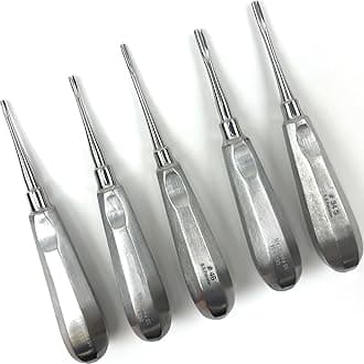 Root Elevator Set – Luxating Periotome, Apical Molt Osteotome, Root Extraction Instruments, Professional Oral Implant Tools - 5 Pcs