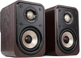 Polk Signature Elite ES10 Surround Sound Speakers - Hi-Res Audio Certified, Dolby Atmos & DTS:X Compatible, 1" Tweeter & 4" Woofer, Power Port Technology for Bass (Pair, Contemporary Walnut)