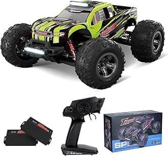1:10 Off-Road All Terrain Remote Control Car, RC Monster Truck, Max 43 Km/H High Speed 4WD Electric RC Cars with 2.4 GHz Remote Control and 2 Lipo Batteries for Kids Adults Boys Gifts