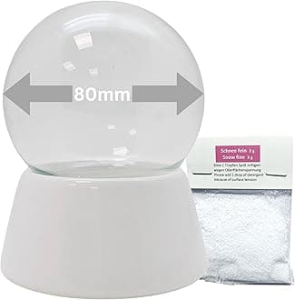 40019/80 mm, snow globe with glass ball and porcelain base