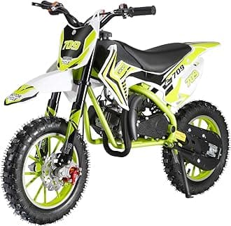 50cc Dirt Bike,2-Stroke Kid Dirt Bike,Dirt Bikes for Kids 8-14,Off Road Gas Power Mini Pocket Motorcycle with Front Rear Disc Brakes,Mini Dirt Scooter Bike with Speeds up to 40 MPH Green