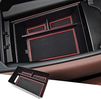 Center Console Organizer Compatible with BMW X5 G05/ X7 G07 2019-2024 2025 2026, X6 G06 2020-2025 2026 Accessories, Armrest Storage Box Middle Console Insert Tray Secondary Compartment, Red Mat