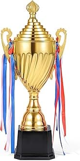 Caydo Gold Trophy Large Winner Trophy Cup with Golden Pen for Kids and Adults for Sports, Competitions, Tournaments