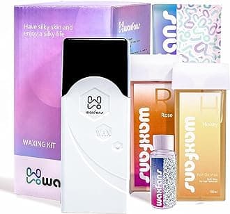 Waxfans Roll on Wax Kit, Hair Removal Waxing Kit, Wax Roller for Larger Areas of the Body, Home Waxing Kit for Women and Men, Sensitive Skin Friendly (Black)