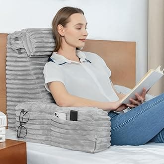 ENITYA Back Pillow for Bed Sitting up, Reading Pillow for Sitting in Bed Adult, Back Support Wedge for Reading/Resting/Post Surgery/Watching TV/Gaming,Light Grey