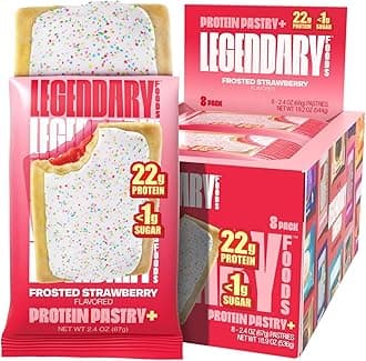 Legendary Foods 22g Protein Pastry 0g Added Sugar, Low Carb, Gluten Conscious, Keto Snack, Ideal for Glucose Management, Includes Whey Protein Isolate, 8 Pack Frosted Strawberry