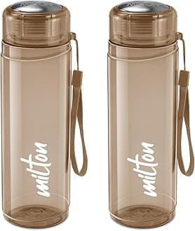 Hector 1000 Pet Water Bottle, Set of 2, 1 Litre Each, Brown