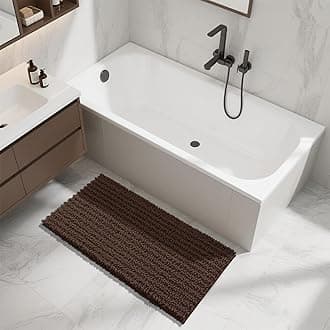 Yimobra (110cm x 60cm, Brown) - Original Luxury Shaggy Bath Mat, Super Absorbent Water, Non-Slip, Machine-Washable, Soft and Cosy, Thick Modern for Bathroom Bedroom (110cm X 60cm, Brown)