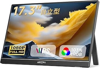 ARZOPA A1M 17.3-Inch Portable Gaming Monitor, IPS LCD, Thin, Freestanding, 1920 x 1080 USB Type-C/mini, HDMI, PS4/Xbox/Switch/PC/Mac, Compatible with Home Work, Remote Work