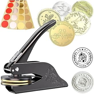 Custom Logo Embosser Seal Stamp, Personalized Book Embosser for Libraries, Your Own Text or Logo Design for Books Business Cards, Wedding Invitations