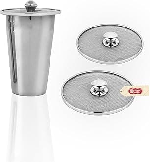 Kitchen Expert Stainless Steel Small Net Lid Set | Set of 3 (9 CM) | Glass Lid/Jali | Net Covers With Knob | Cup/Mugs Lids | Steel Round Shape Net Coasters | Strong & Sturdy Handle | Steel Net Ciba