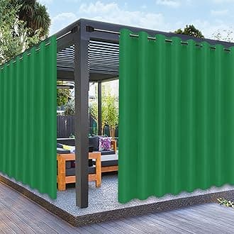 PureFit Outdoor Curtains for Patio Waterproof Weatherproof, UV Resistant Outside Curtains for Gazebo, Front Porch, Pergola, Sun Blocking Privacy Curtain, 120W x 108L inch, 1 Panel, Green