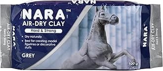 NARA Air-Dry Clay (Hard & Strong), 500g. (1.1 lbs.) Block, for Sculpting and Coating - Easy to Use (Grey)