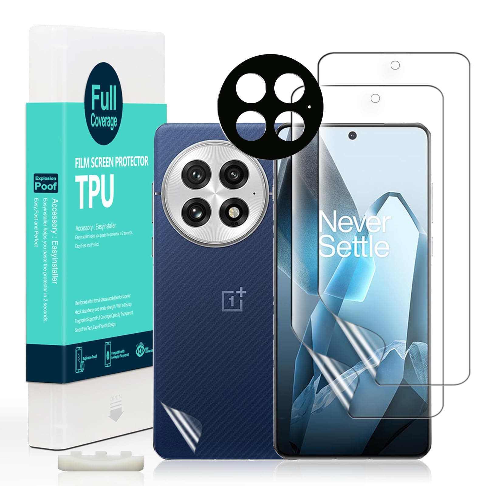 Ibywind 2 Pcs Screen Protector For OnePlus 13 5G 6.82",Flexible TPU Film,With 1Pc Camera Lens Protector,1Pc Back Film[Easy to install,Case Friendly,Fingerprint Reader,HD Clear]
