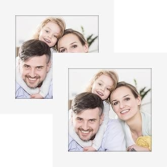 Picture Frames 4x4 2 Pack Made of Solid Wood White for Wall Mounting and Tabletop Display