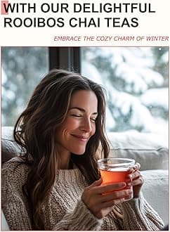 TeeLux Rooibos Chai Tea Bags 100 Count, Vegan, Rooibos Tea with Cinnamon, Clove, Cardamon, Caffeine Free Herbal Tea, Biodegradable Tea Bags