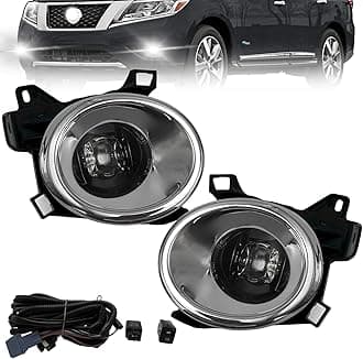 LED Fog Lights Compatible With 2013-2016 Nissan Pathfinder Front Bumper Lights Assembly Clear Lens w/Bezel Wires Switch Bulbs