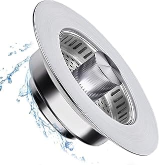2025 Upgraded Universal 3 in 1 Kitchen Sink Drain Strainer, 304 Stainless Steel Pop Up Kitchen Sink Stopper with Basket Strainer, Kitchen Sink Strainer Fits US Standard 3-1/2 Inch Drain Hole