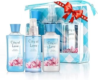 Bath & Body Care Travel Set - Home Spa Set with Body Lotion, Shower Gel and Fragrance Mist, Personal Body Care Travel Set (City of Love)