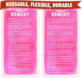 Perfect Remedy Gel Ice Pack Hot & Cold Compress, Reusable Injury Ice Pack for Pain Relief Help, Soothing Soft Gel for Soreness Muscle Strain Condition, Hot Water Bottles Alternative (2Pk, Pink, Large)