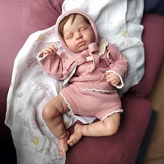Pinky Reborn Baby Dolls 20 inch 50 cm Reborn Dolls with Hand-Rooted Hair with Visible Veins Bebe Reborn Kit with Cloth Body