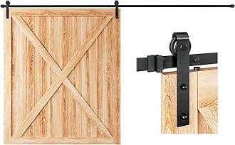 EaseLife 12 FT Sliding Barn Door Hardware Track Kit,Basic J Pulley,Slide Smoothly Quietly,Easy Install (12FT Track Kit for 72" Wide Single Door)