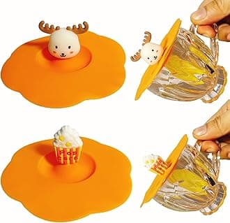 Tazweeq 2Pcs Silicone Cup Covers, Multicolored Silicone Lids for Mugs, Mugs, Flexible lids, Teapots, Hot lids for Coffee and Tea