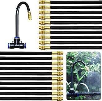 CESFONJER Irrigation Spray Nozzles, 20 Pcs 8mm Misting Nozzle, Adjustable Copper Atomizing Nozzle, Suitable for Watering irrigation system for lawn terrace garden