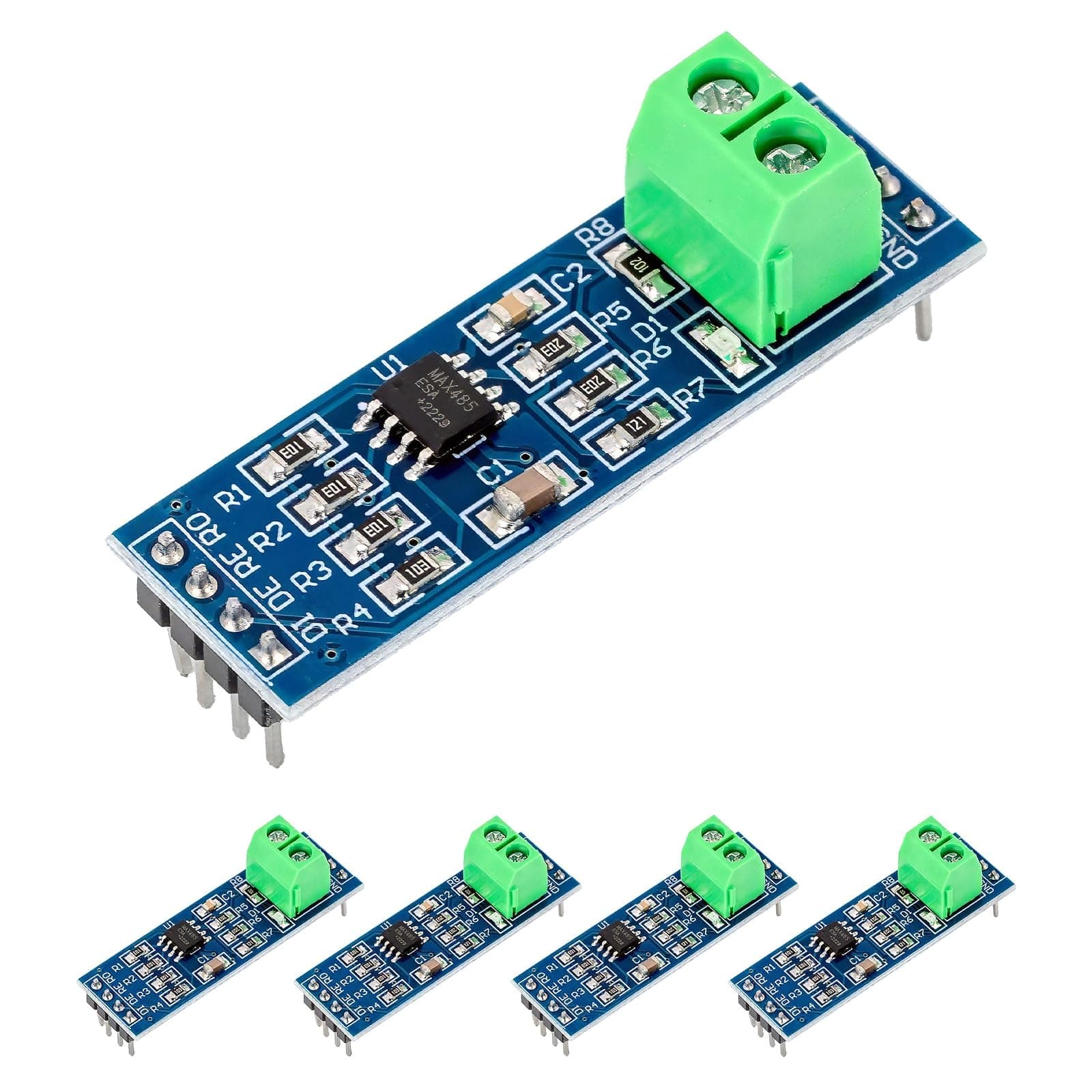 5Pcs MAX485 Transceiver Module, Featuring Chip, Serves as a TTL UART Serial to RS485 Instrument Interface Module. RS-485 Communication Transceiver Operates at 5V Designed for SCM Development Boards