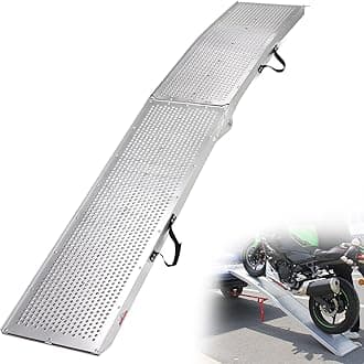 Ruedamann 7.5'L × 11" W Folding Loading Ramp, 750 lbs Capacity, Aluminum Portable ATV UTV Ramp/Motorcycle Ramp/Truck Ramp for Dirt Bikes,Carts,Trucks,Lawn Mowers,Snow Blowers Pickup,1 PC Silver