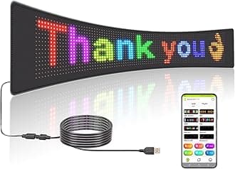 Leadleds Programmable Scrolling LED Car Sign, Flexible USB 5V LED Display Board,Bluetooth App Control Custom Text & Animation,for Store,Taxi,Counter,Booth Advertising(26.4''x4.8'')