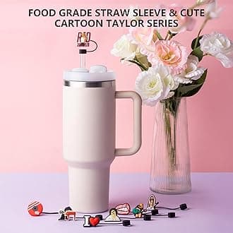 8-Piece Cartoon Singers Covers for Stanley Cup, 0.4in/10mm Diameter Toppers Cap,Compatible with Stanley 20 30&40 0z Cup, Dust-Proof Caps for Water Bottle