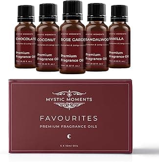 Mystic Moments | 5 x 10ml Favourite Fragrant Oil Set - Chocolate, Coconut, Rose Garden, Sandalwood, Vanilla