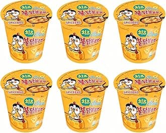 Buldak Ramen Noodles Cheese Flavor - 6 Pack Cup Noodles, Korean Spicy en Stir Samyang Brand