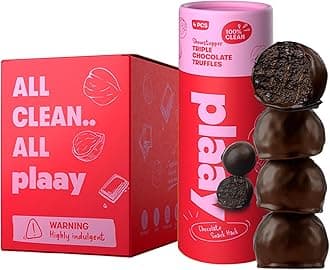 – Plaay Triple Chocolate Truffles – Rich Dark Chocolate with Chocolate Chips & Cocoa Nibs – Clean Ingredients, Guilt-Free Indulgence, Keto-Friendly and Made with Premium Ingredients – 10 x 60g