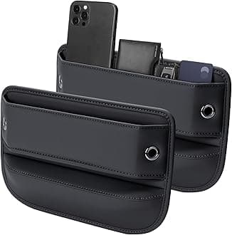Premium Leather Car Seat Gap Filler Organizer (0.2”-1.2" Gaps), Clever Gifts for Car SUV Truck Owners (Black, 2 Pack)