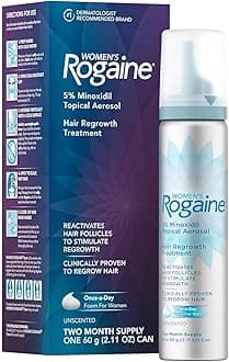 Rogaine 5% Minoxidil Foam, Topical Once-A-Day Hair Loss Treatment for Women to Regrow Fuller, Thicker Hair, Unscented, 2-Month Supply, 2.11 oz