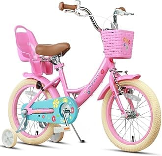 16 Inch Kids Bike for 4 5 6 7 Years Old Little Girls Cute Bicycles with Basket Stabilisers and Bell,Pink