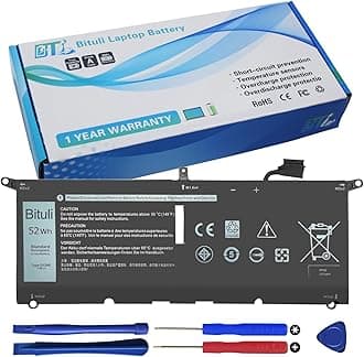 DXGH8 Battery Replacement for Dell XPS 13 9370 9380 7390 Inspiron 13 7000 7390 7391 2-in-1 5390 5391 7490 Latitude 3301 XPS13-9370 Vostro 5390 5391 Series G8VCF HK6N5 0H754V P82G 7.6V 52Wh