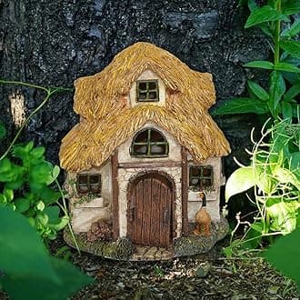 Miniature Fairy Garden Accessories,Green Fairy Door Wooden Miniature Fairy Gardens Doors,Artificial Wood Statues Fairy Garden House,for Home Garden Tree Indoor Decor Lawn Yard Art Accessories